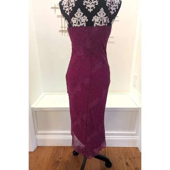 Y2K City Triangles Purple Sleeveless Burnout‎ Mesh Dress Dark Fairy Whimsigoth - Picture 4 of 8